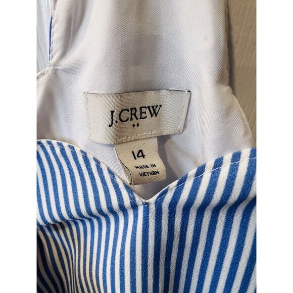 J. Crew Size 14 Striped Scalloped Cami Top L8679 Banker Blue White Nautical - Picture 5 of 7